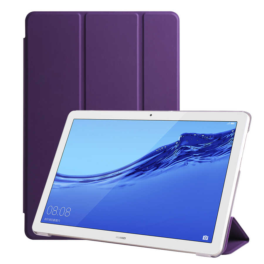Huawei T5 10 inc Zore Smart Cover Standlı 1-1 Kılıf - Mor