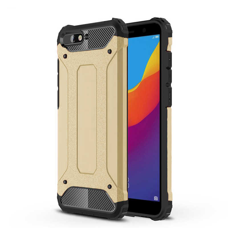 Huawei Y6 2018 Kılıf Zore Crash Silikon Kapak - Gold