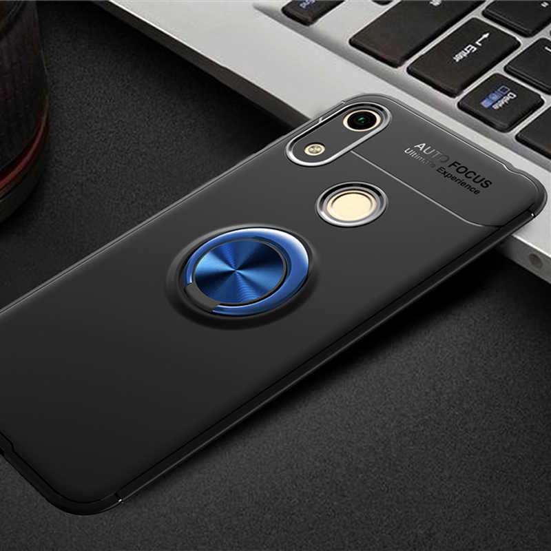 Huawei Y6S 2019 Kılıf Zore Ravel Silikon Kapak - Siyah-Mavi