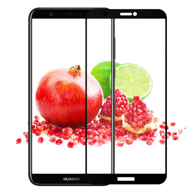 Huawei Y7 2018 Zore Kenarları Kırılmaya Dayanıklı Cam Ekran Koruyucu - Siyah