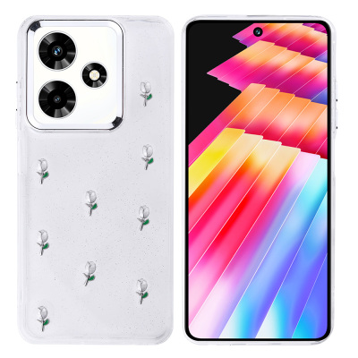 İnfinix Hot 30 Case Airbag Designed Glitter Transparent Zore Kutup Cover - Zore