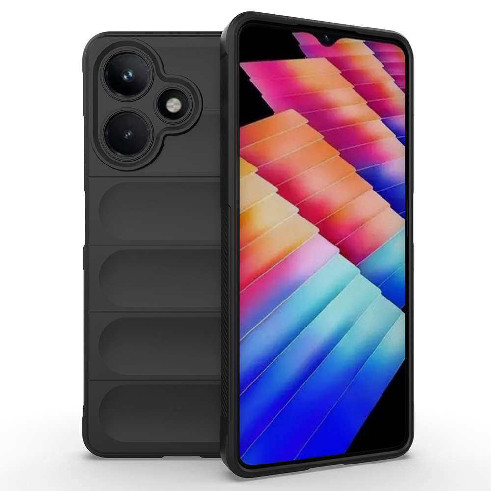 İnfinix Hot 30 Kılıf Esnek TPU Oyuklu Arka Yüzey Tasarımlı NXXA Etnik Silikon Kapak - Siyah