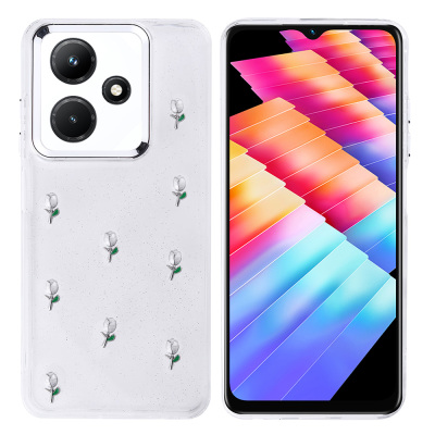 İnfinix Hot 30i Kılıf Airbag Tasarımlı Simli Şeffaf Zore Kutup Kapak - Zore