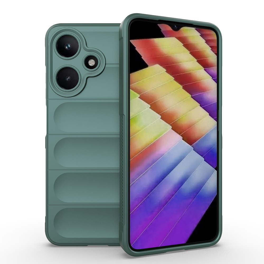İnfinix Hot 30i Kılıf Esnek TPU Oyuklu Arka Yüzey Tasarımlı NXXA Etnik Silikon Kapak - Koyu Yeşil