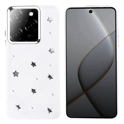 İnfinix Hot 40 Kılıf Airbag Tasarımlı Simli Şeffaf Zore Kutup Kapak - Zore