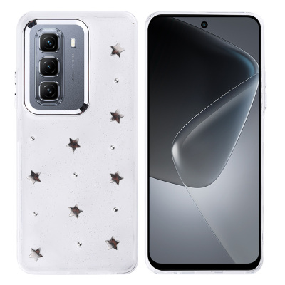 Infinix Hot 50 4G Case Airbag Designed Silvery Transparent Zore Kutup Cover - Zore