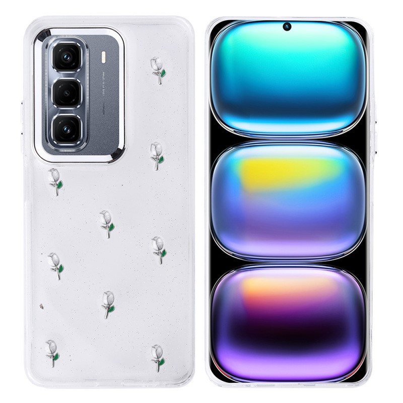 Infinix Hot 50 Pro Plus 4G Case Airbag Designed Silvery Transparent Zore Kutup Cover - 4