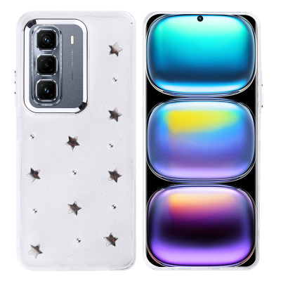 İnfinix Hot 50 Pro Plus 4G Kılıf Airbag Tasarımlı Simli Şeffaf Zore Kutup Kapak - Zore