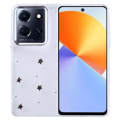 İnfinix Note 30 5G Kılıf Airbag Tasarımlı Simli Şeffaf Zore Kutup Kapak - Zore