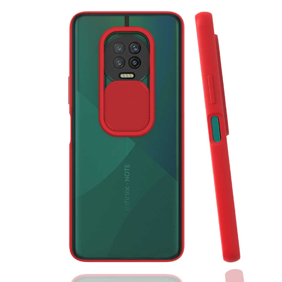 İnfinix Note 7 Kılıf Zore Lensi Kapak - Kırmızı
