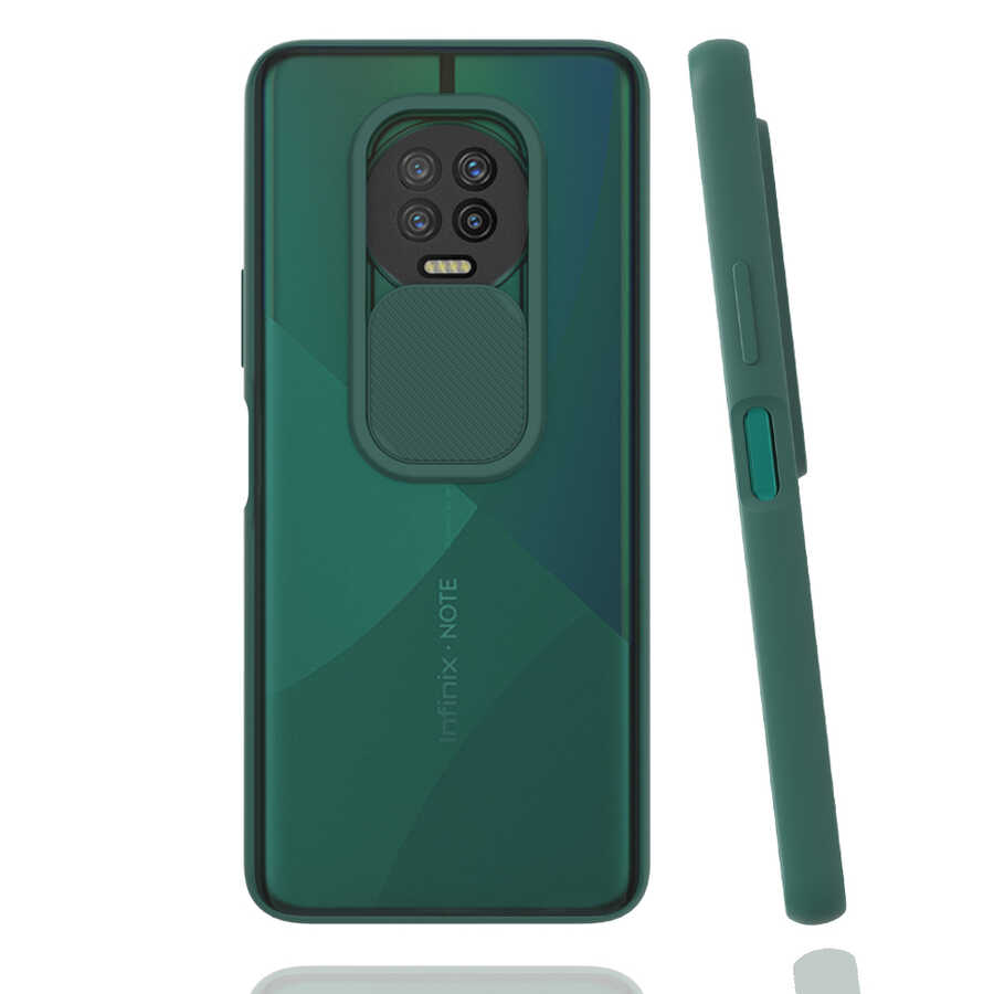 İnfinix Note 7 Kılıf Zore Lensi Kapak - Koyu Yeşil