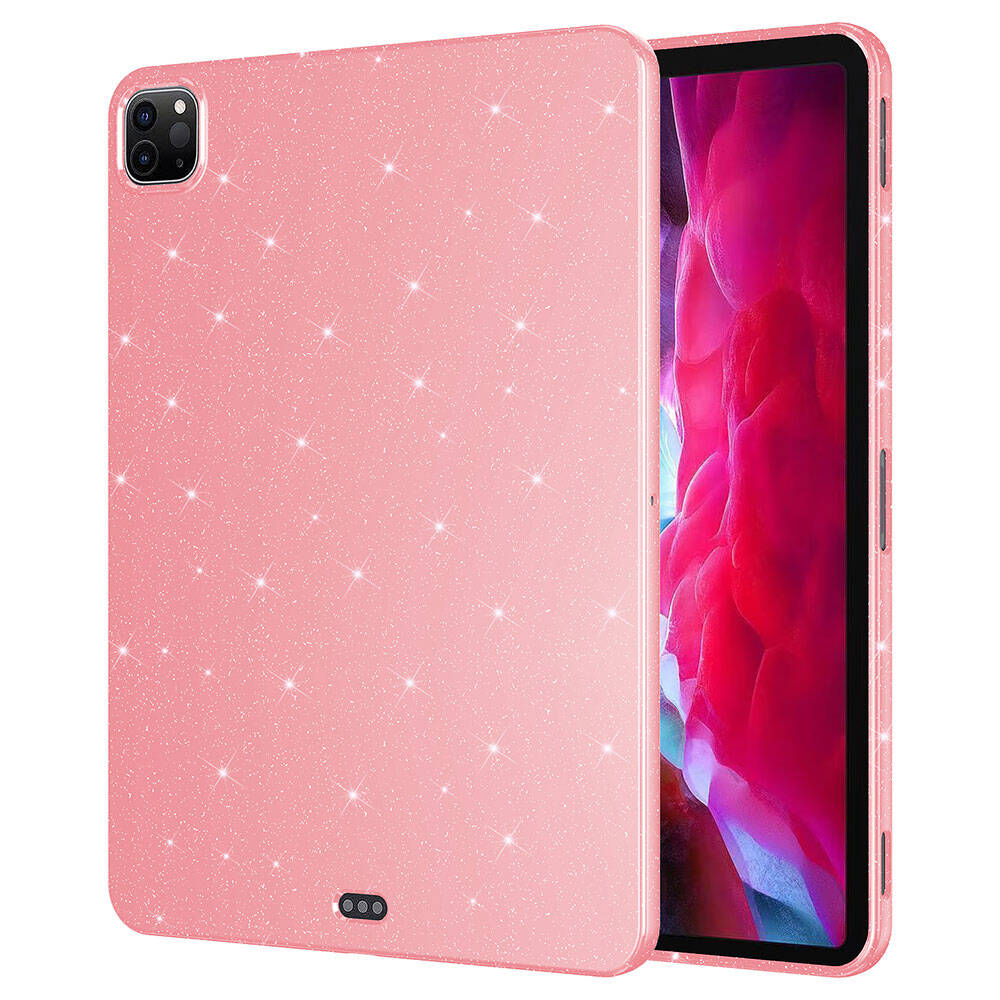 iPad Pro 11 2020 (2.Nesil) Simli Parlak Görünümlü Uyumlu NXXA Tablet Koton Kılıf-Pembe