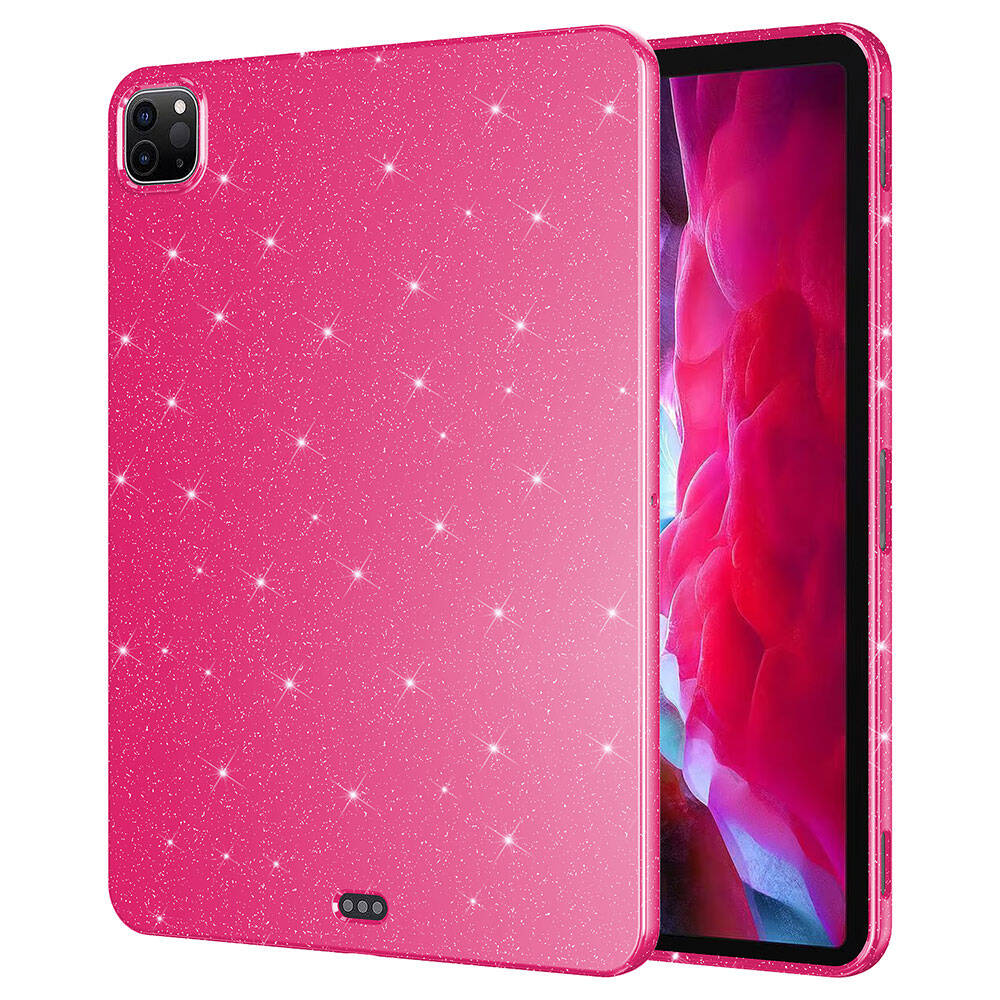 iPad Pro 11 2022 M2 Simli Parlak Görünümlü Zore Tablet Koton Kılıf - Pembe Koyu