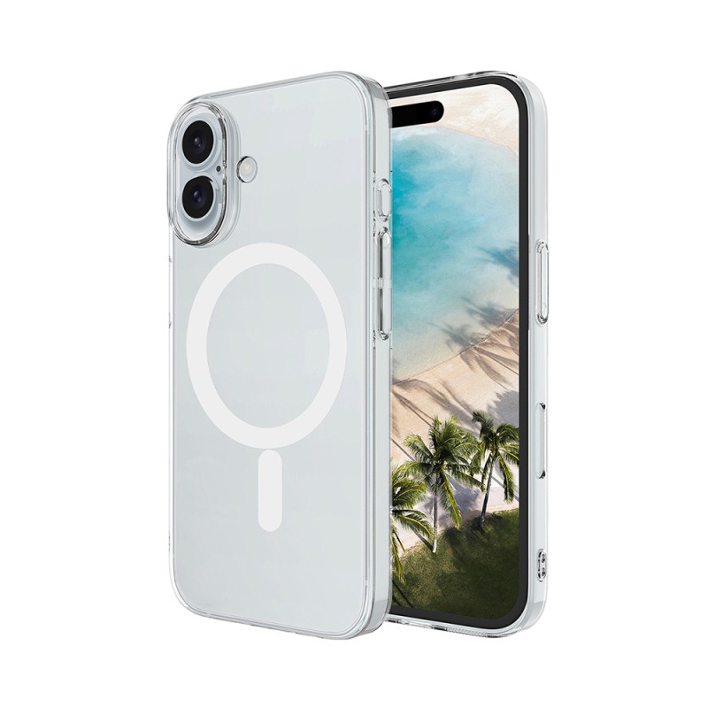 iPhone 16 Plus Kamera Korumalı M-Safe Şarj Özellikli Şeffaf Zore London Sert PC Kapak - 1