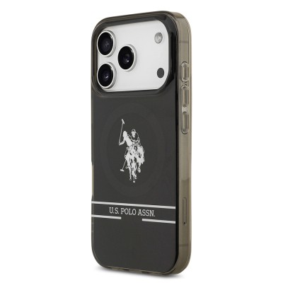 Apple iPhone 17 Pro Case U.S. Polo Assn. Original Licensed M-Safe Charging Feature IML Double Horse Stripe Logo Ring Cover - 3