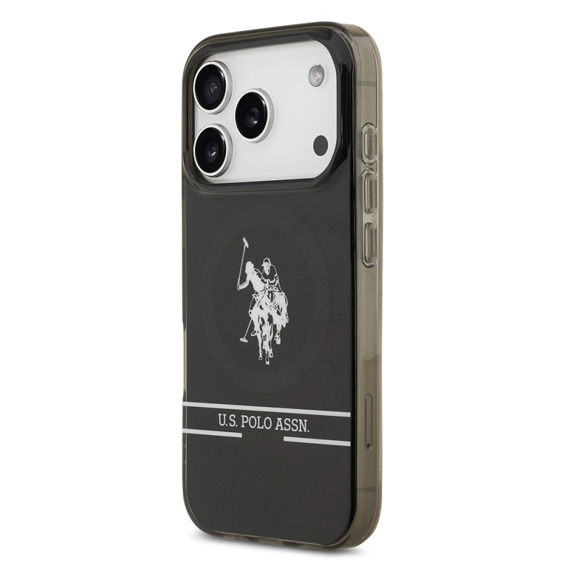 Apple iPhone 17 Pro Case U.S. Polo Assn. Original Licensed M-Safe Charging Feature IML Double Horse Stripe Logo Ring Cover - 3