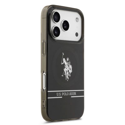 Apple iPhone 17 Pro Case U.S. Polo Assn. Original Licensed M-Safe Charging Feature IML Double Horse Stripe Logo Ring Cover - 5