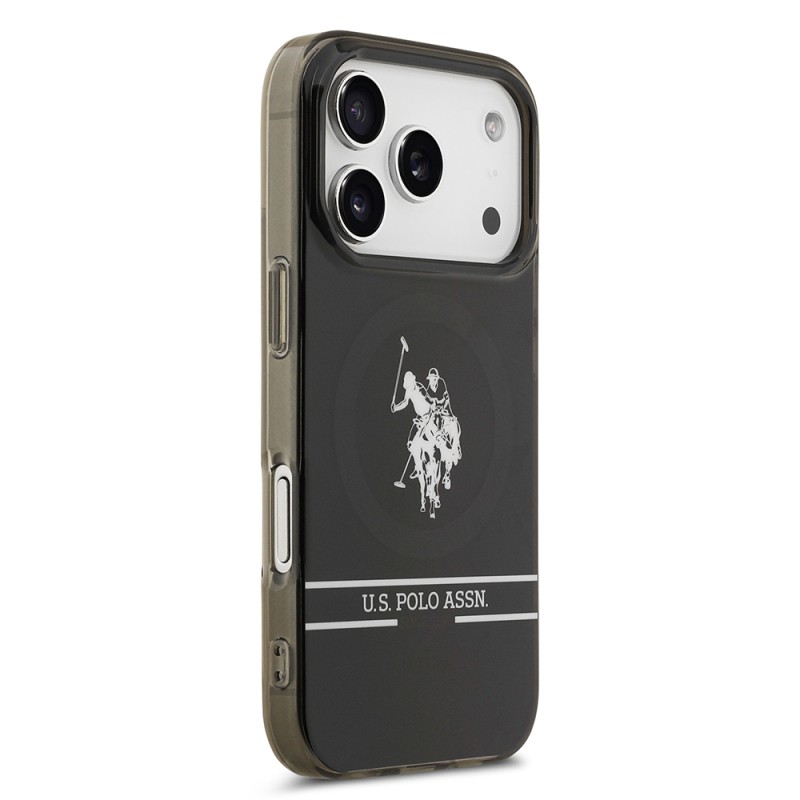 Apple iPhone 17 Pro Case U.S. Polo Assn. Original Licensed M-Safe Charging Feature IML Double Horse Stripe Logo Ring Cover - 5