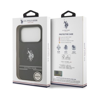 Apple iPhone 17 Pro Case U.S. Polo Assn. Original Licensed M-Safe Charging Feature IML Double Horse Stripe Logo Ring Cover - 9