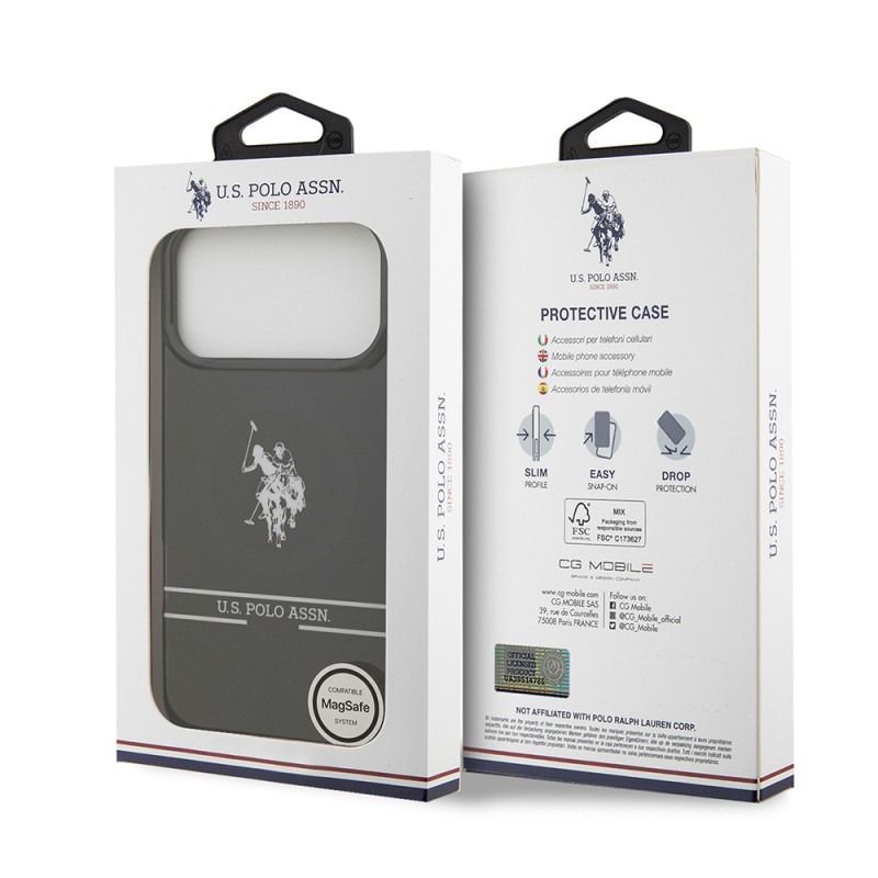 Apple iPhone 17 Pro Max Case U.S. Polo Assn. Original Licensed M-Safe Charging Feature IML Double Horse Stripe Logo Cover - 9