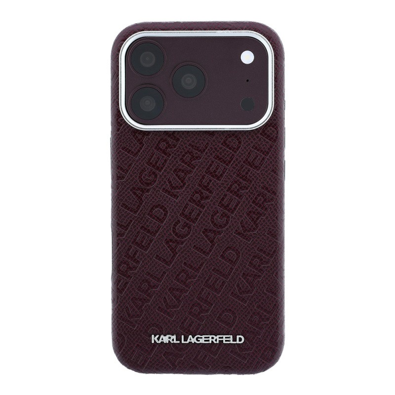 Apple iPhone 18 Pro Kılıf Karl Lagerfeld Orjinal Lisanslı PU Deri Damgalı Metal Yazı Logolu Grained Kapak - 3