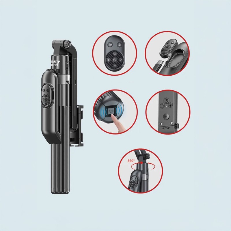 Jmary KT-299 360 Degree Rotating Wireless Remote Controlled Tripod and Selfie Stick - 5