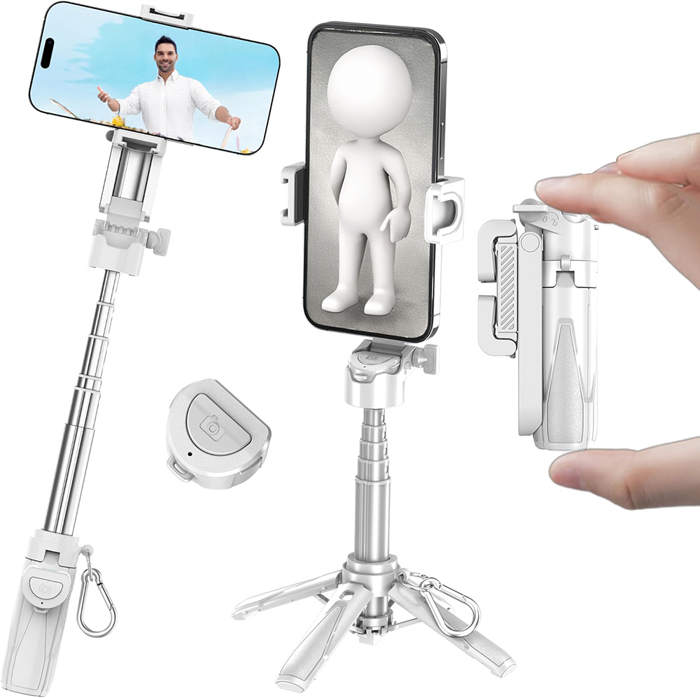 Jmary MT-18 360 Derece Dönebilen Kumandalı Selfie Çubuğu ve Tripod - Beyaz