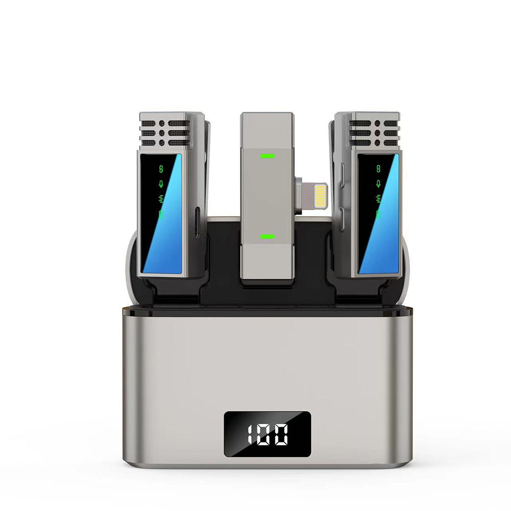Jmary MW-15 Lightning Portlu Kablosuz Yaka Mikrofonu - Gri