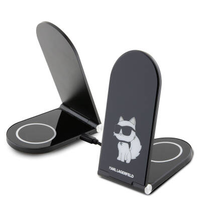 Karl Lagerfeld Original Licensed Foldable Magnetic Wireless Charging Stand with Printed Iconic Choupette Logo - Karl Lagerfeld