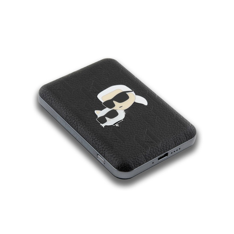 Karl Lagerfeld Original Licensed Magsafe Charging Feature LED Light Display Metal Logo PU Leather Powerbank 5000mAh - 5