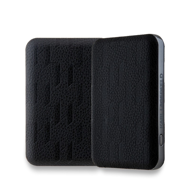 Karl Lagerfeld Orjinal Lisanslı M-safe Şarj Özellikli Led Işık Göstergeli Metal Logolu PU Deri Powerbank 5000mAh - 4