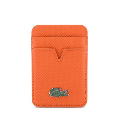 Lacoste Original Licensed 2-Compartment PU Piqué Pattern Magnetic Card Holder with Iconic Crocodile Weave Logo - 2