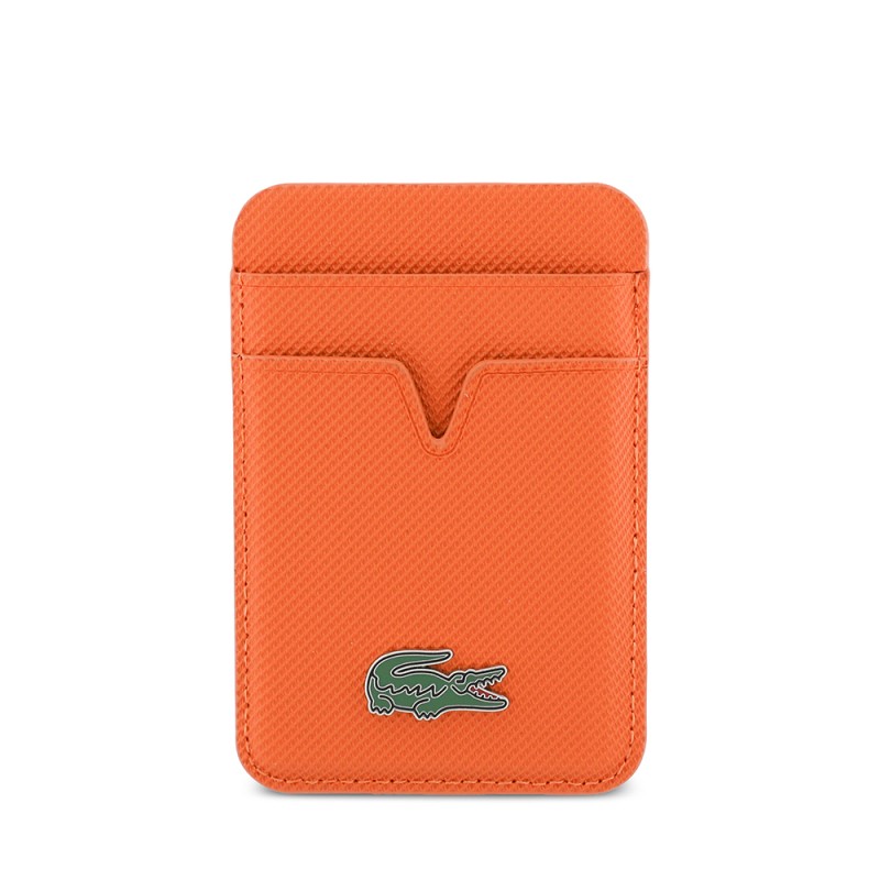 Lacoste Original Licensed 2-Compartment PU Piqué Pattern Magnetic Card Holder with Iconic Crocodile Weave Logo - 2