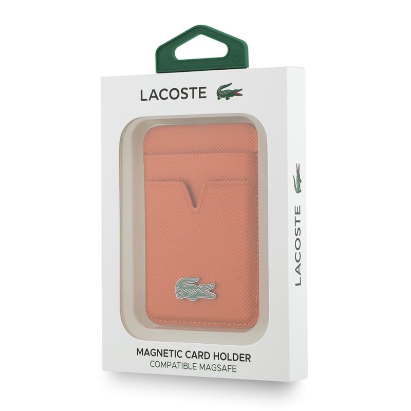 Lacoste Original Licensed 2-Compartment PU Piqué Pattern Magnetic Card Holder with Iconic Crocodile Weave Logo - 5