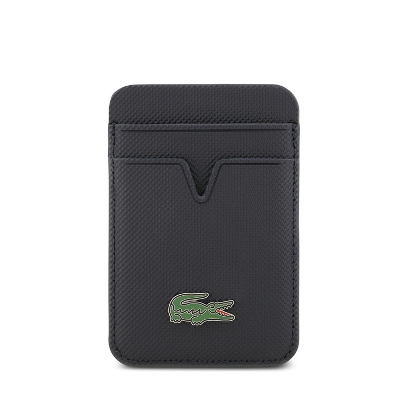 Lacoste Original Licensed 2-Compartment PU Piqué Pattern Magnetic Card Holder with Iconic Crocodile Weave Logo - 7