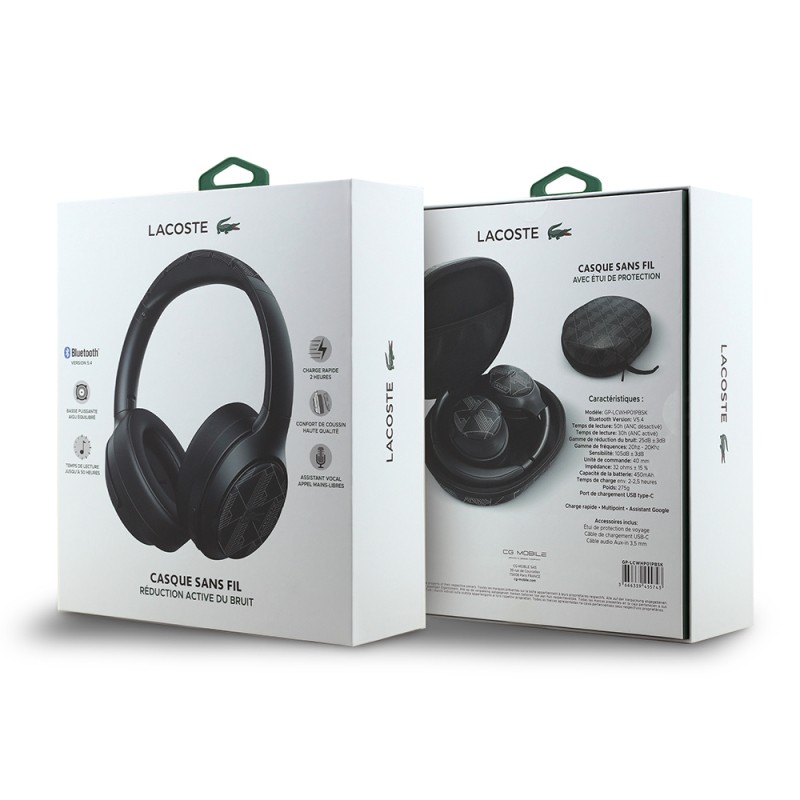 Lacoste Original Licensed LH01 ANC Foldable Carrying Bag Over-Ear Bluetooth Headphones v5.4 - 10