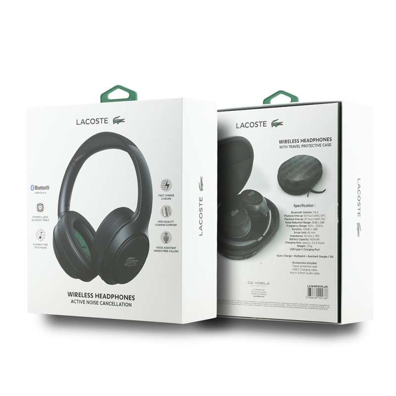 Lacoste Original Licensed LH01 ANC Foldable Carrying Bag Over-Ear Bluetooth Headphones v5.4 - 19
