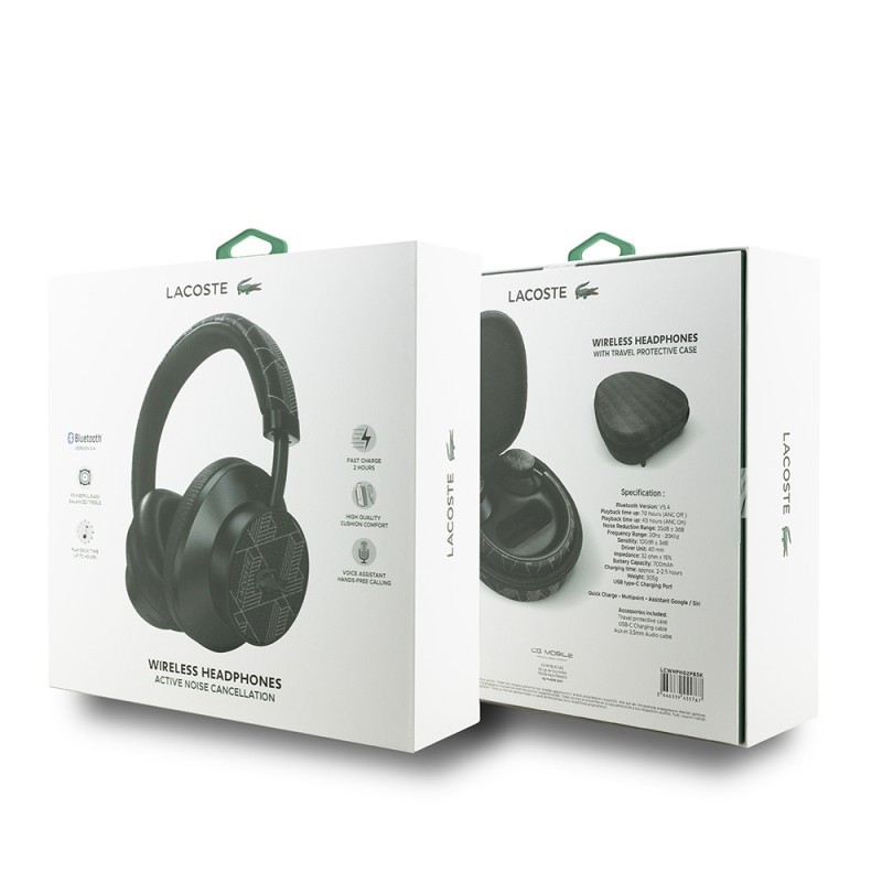 Lacoste Original Licensed LH02 ANC Adjustable Carrying Bag Over-Ear Bluetooth Headphones v5.4  - 15
