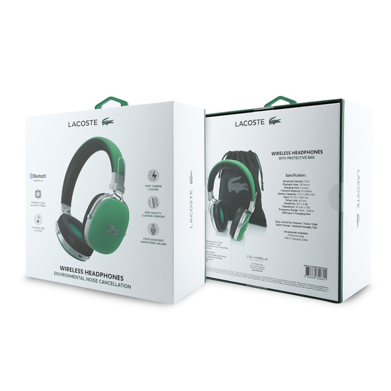 Lacoste Original Licensed LH03 Adjustable Piqué Over-Ear Bluetooth Headphones with Carrying Case v5.4 - 21