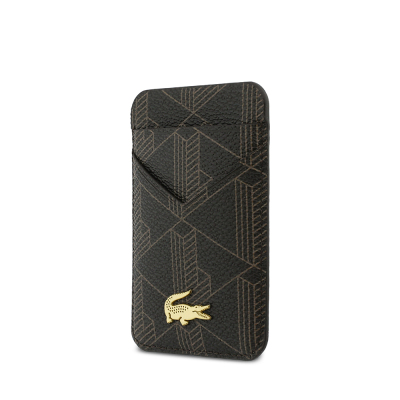 Lacoste Orjinal Lisanslı 2 Hazneli PVC Karışık Monogram Desenli Magnetik Kartlık - Lacoste