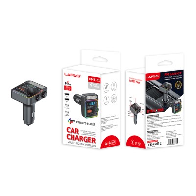 Lapas FMT-01 36W Fast Charging Supported Digital Display Bluetooth FM Transmitter - 5