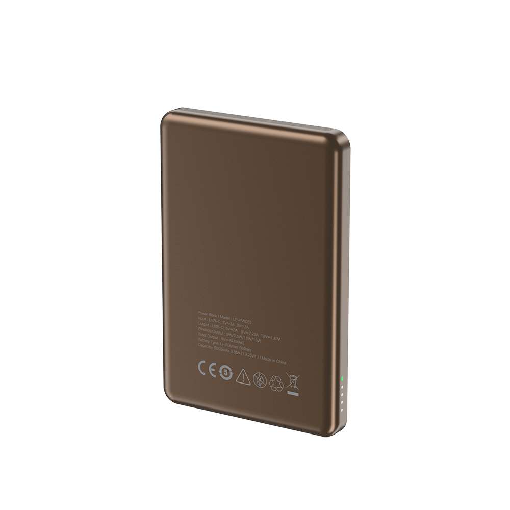 Lapas LP-PW003 Ultra İnce Hızlı Şarj Özellikli Wireless Powerbank 5000mAh 15W - Gold
