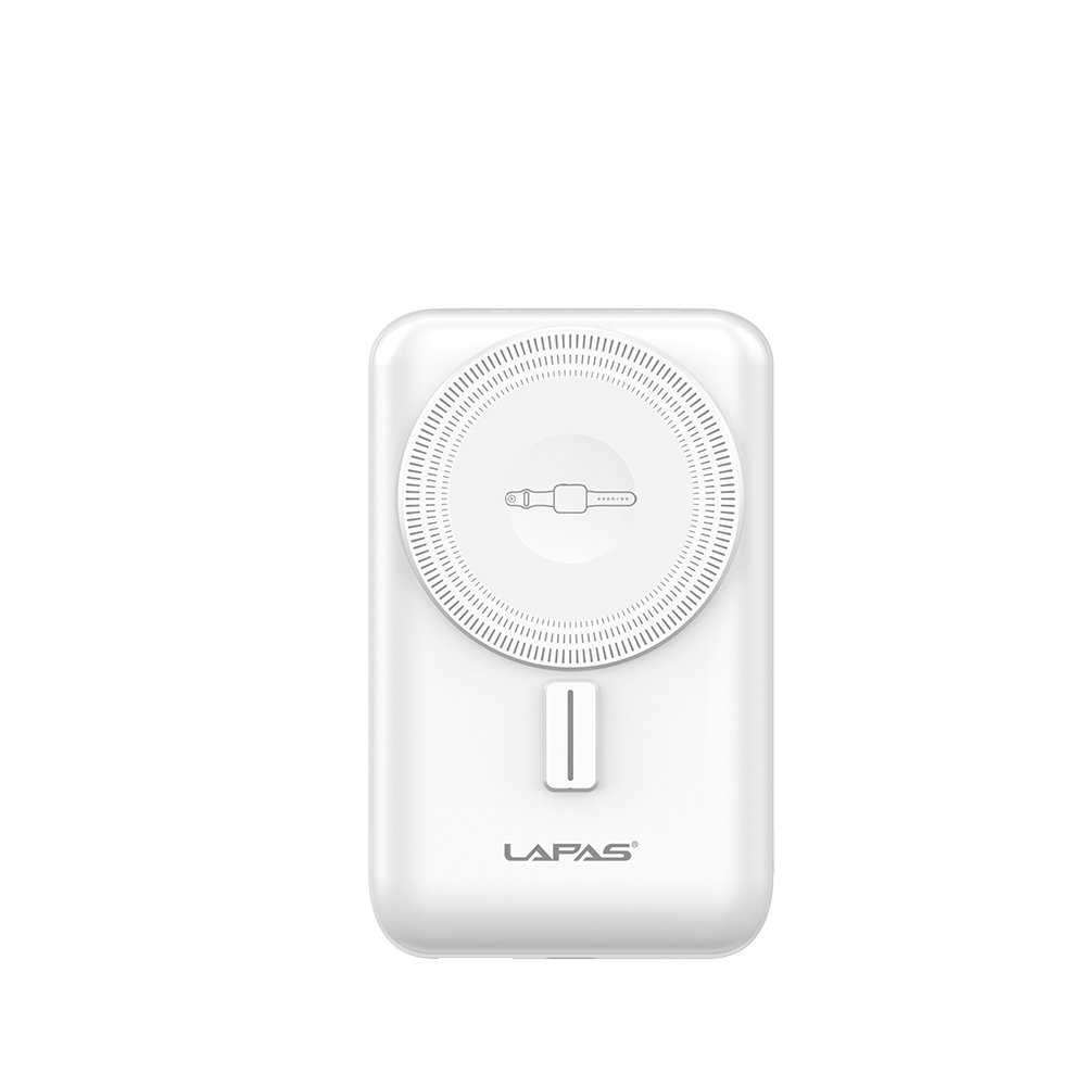 Lapas LP-PW004 Akıllı Saat Kablosuz Şarj Özellikli Wireless Powerbank 10000mAh 15W - Beyaz