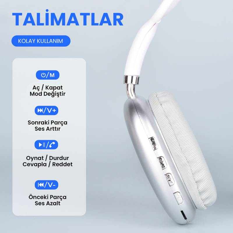Lapas P10 Hi-Fi Ses Kalitesi Ayarlanabilir ve Katlanabilir Kulak Üstü Bluetooth Kulaklık - 8