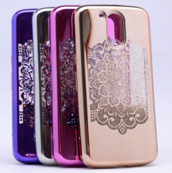 Lenovo Moto G4 Case Zore Lazer Çiçekli Sıvılı Silicon - Zore