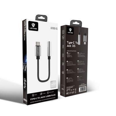 Lenyes AX105 Type-C to 3.5mm Aux Converter Braided Audio Adapter - 8
