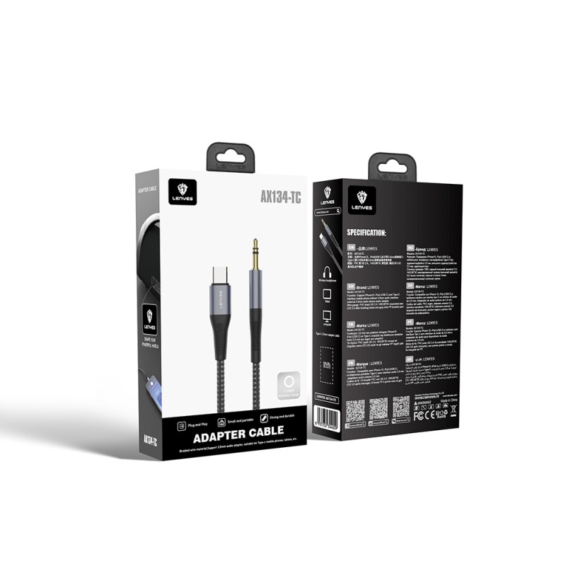 Lenyes AX134 Type-C to 3.5mm AUX Audio Kablo - 6