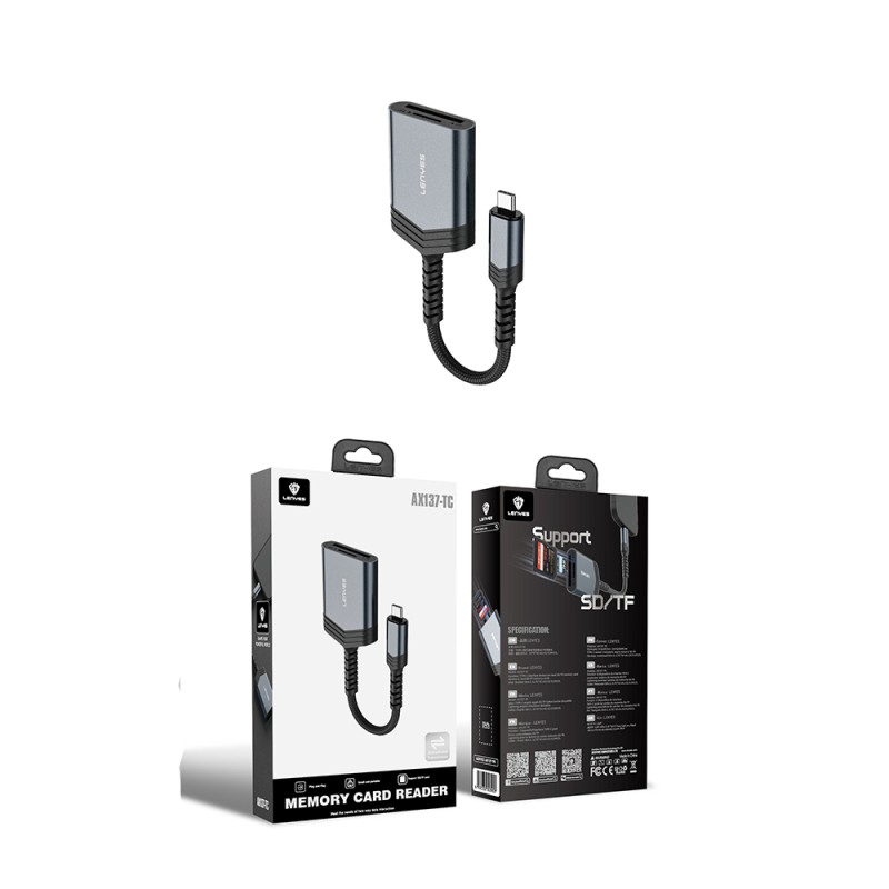 Lenyes AX137 2in1 Type-C to TF/SD Kart Çevirici Dönüştürücü - 4