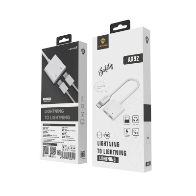 Lenyes AX92 Lightning to Lightning 2in1 Charging and Headphone Converter Adapter - 10