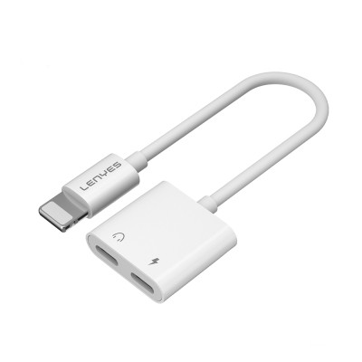 Lenyes AX92 Lightning to Lightning 2in1 Charging and Headphone Converter Adapter - 1